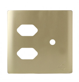 Placa p/ 2 Tomadas + Furo 4x4 - Novara Dourado